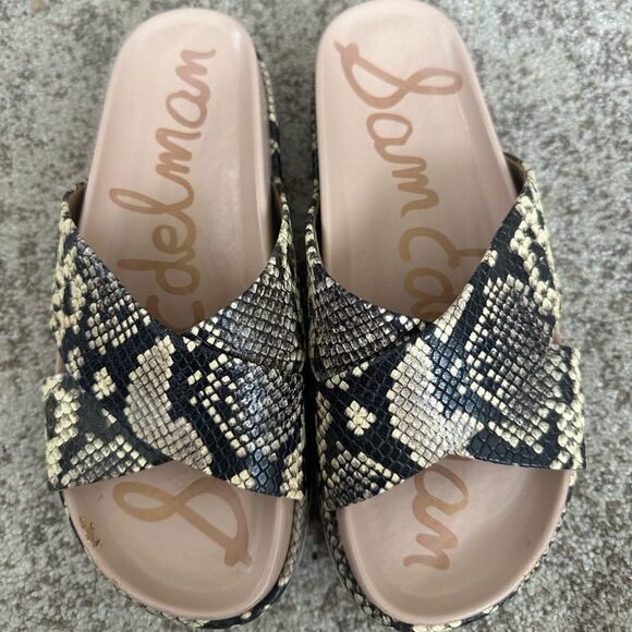 Sam Edelman Sadia Snake Print Slide Sandals 8 - Picture 1 of 6